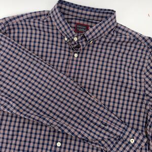 UNTUCKit Mens XL Performance Plaid‎ Button Down Navy Red Stretch Long Sleeve